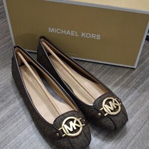 Michael Kors Dark Brown Loafers with Gold Logo